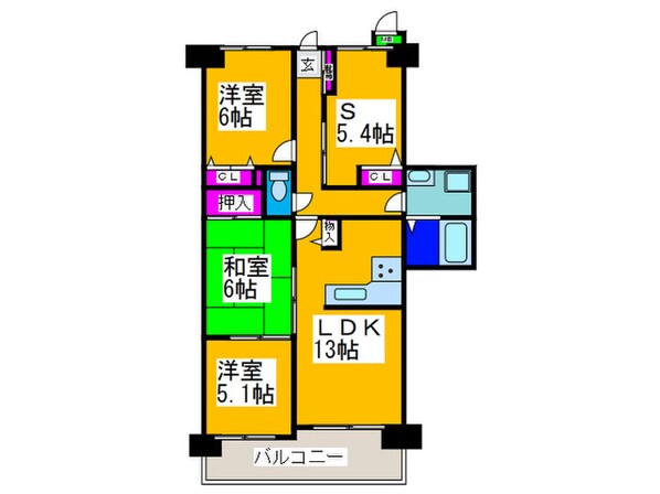 ｴﾊﾞｰﾗﾝﾄﾞｼﾃｨ新・泉北八番館(706)の物件間取画像